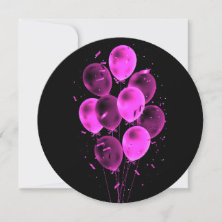 Cartes de vœux rondes négatives Ballons & Confetti