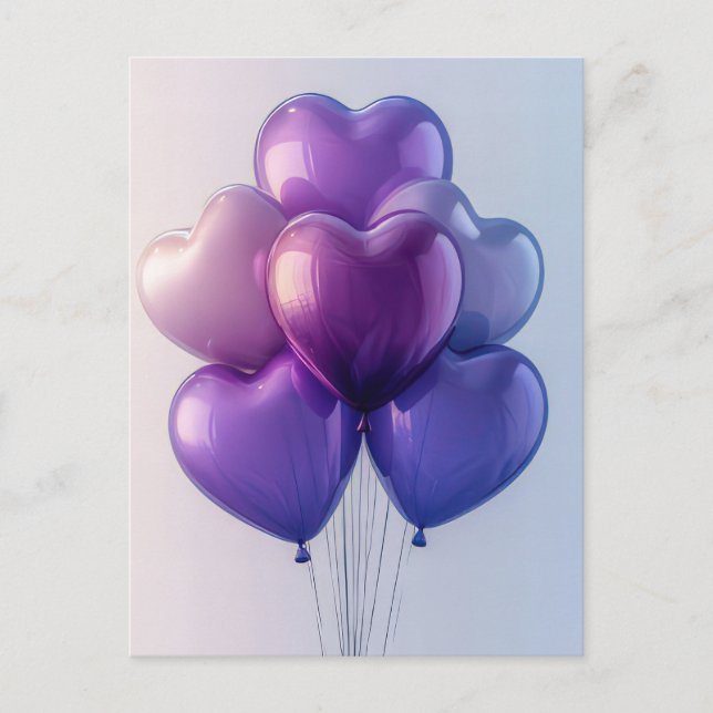 Cartes de vœux Saint-Valentin Ballons Roses et Vio (Devant)