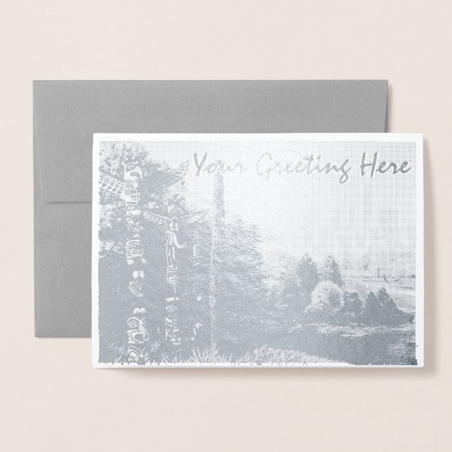 Cartes de vœux souvenir personnalisées en argent d (Devant avec enveloppe)