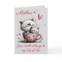 Cartes de vœux Très Mignons Chats dans une Tasse à