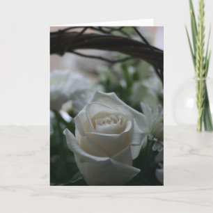 Cartes de voeux uniques de rose blanc de carte de