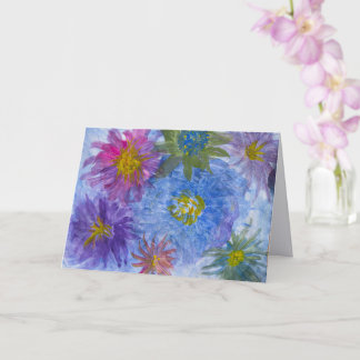 Cartes de vœux vierges avec fleurs en bleu lavande