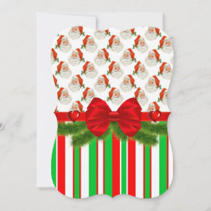 Cartes de voeux Vintage Noël Père Noël Stripe Plat