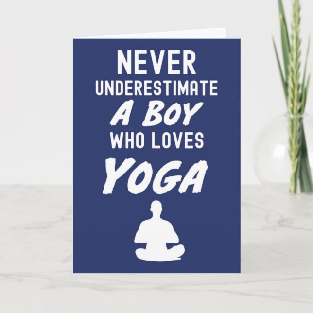 Cartes de Yoga Bleu Marine Pour Garçons (Devant)