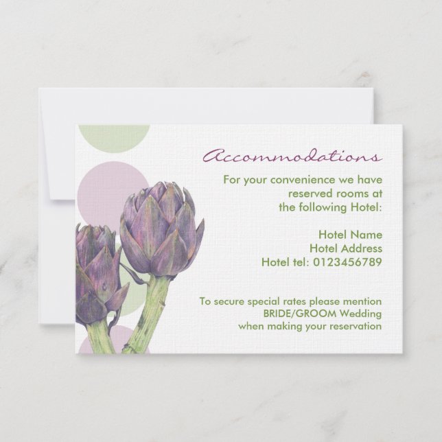 Cartes d'encartement de mariage aux Artichauts Vio (Devant)