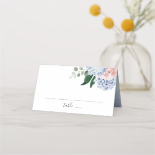 Cartes d'endroit bleu Dusty hydrangeas rose roses