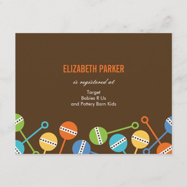 Cartes d'enregistrement des Baby showers de rotin  (Devant)