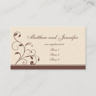 Cartes d'enregistrement des cadeaux Mariages Brown