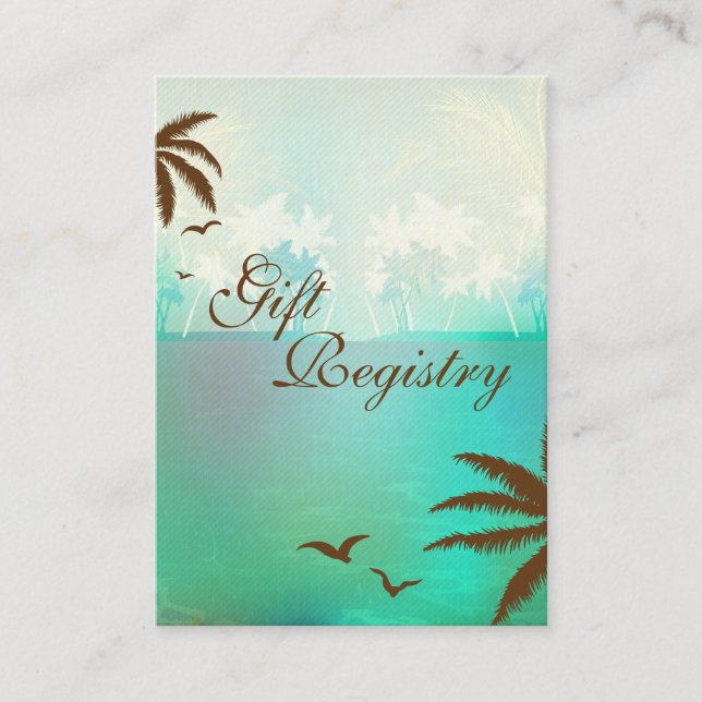 Cartes d'enregistrement des cadeaux Tropical Turqu (Devant)