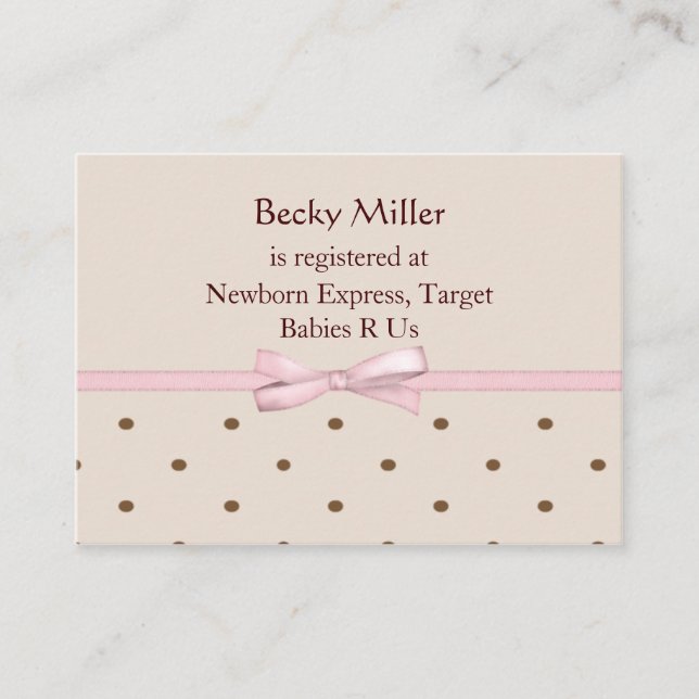 Cartes d'enregistrement du Baby shower Brown Point (Devant)