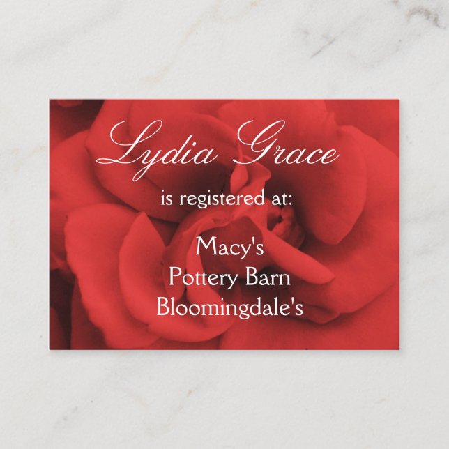 Cartes d'enregistrement Mariages Red Rose Petals (Devant)