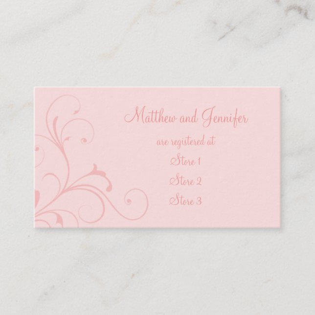 Cartes d'enregistrement pour Mariage de fleurs ros (Devant)