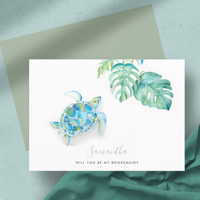 Cartes d'entretien de la tortue marine aquarelle (sea turtle cards simple watercolor art by Victoria Grigaliunas)