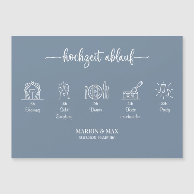 Cartes déroulement mariage Dusty Blue 01 (Devant)