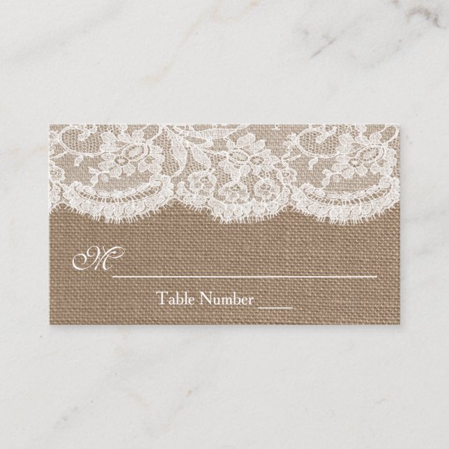 Cartes d'escorte de la collection Mariage Burlap & (Devant)