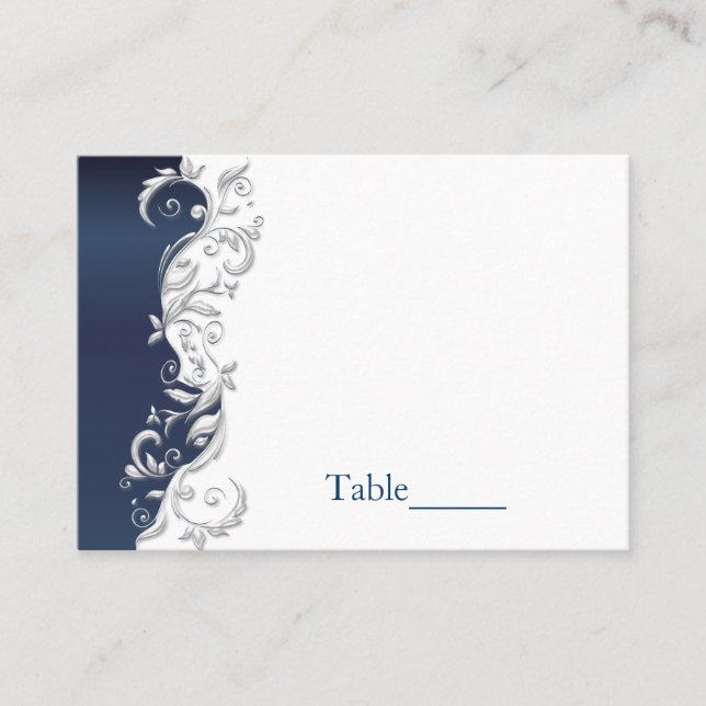 Cartes d'escorte Mariage de la marine bleu et blan (Devant)