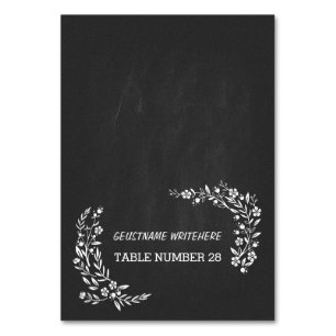 Cartes d'escorte mariage noir tableau noir floral