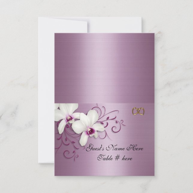 Cartes d'escorte Orchidées blanches lavande satin (Devant)