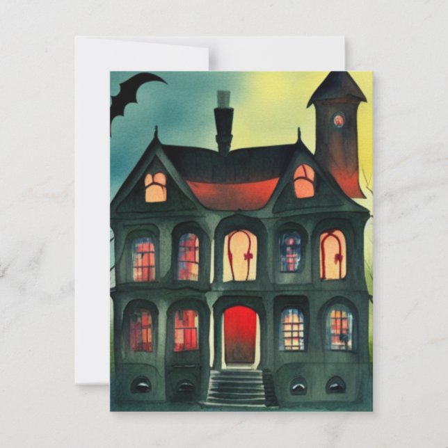 Cartes d'Halloween Haunted House (Devant)