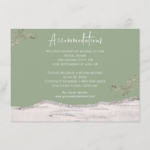Cartes d'hébergement de mariage en vert sauge Bois