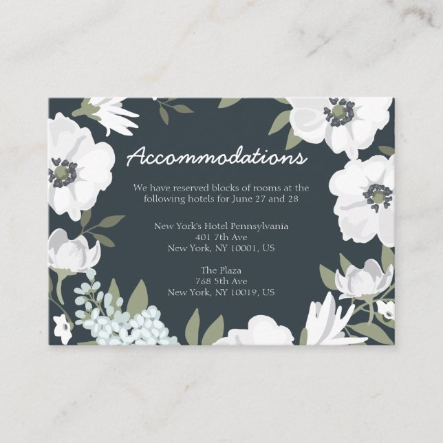 Cartes d'hébergement Floral Mariage (Devant)