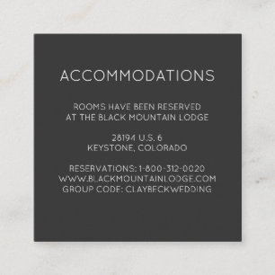 Cartes d'hébergement pour hôtel de mariage en mont