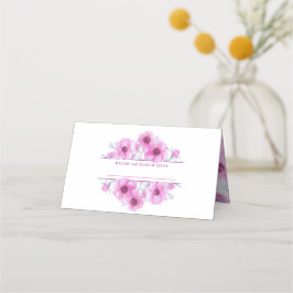 Cartes d'hôtes mariage d'aquarelle d'anémone rose