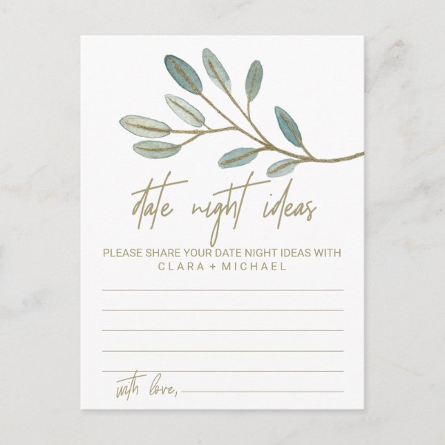 Cartes d'idées de soirée en amoureux Eucalyptus à  (Devant)