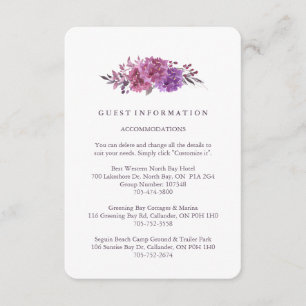 Cartes d'information de l'invité Boho Botanical