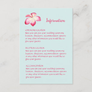 Cartes d'information du Mariage de la Plumeria tro