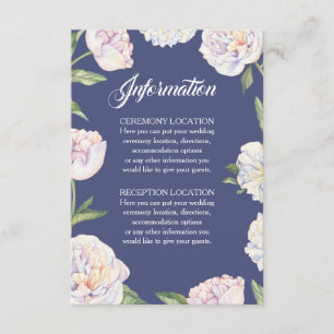 Cartes d'information du Mariage Floral Peony blanc