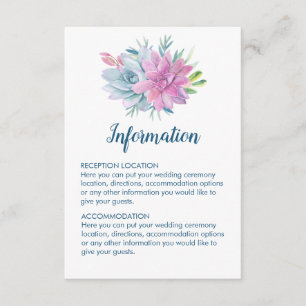 Cartes d'information du Mariage pour les succulent