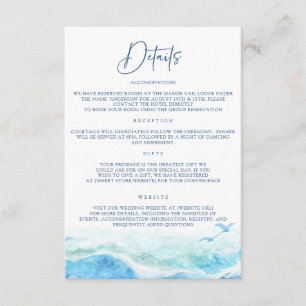 Cartes d'information Mariage Blue Ocean