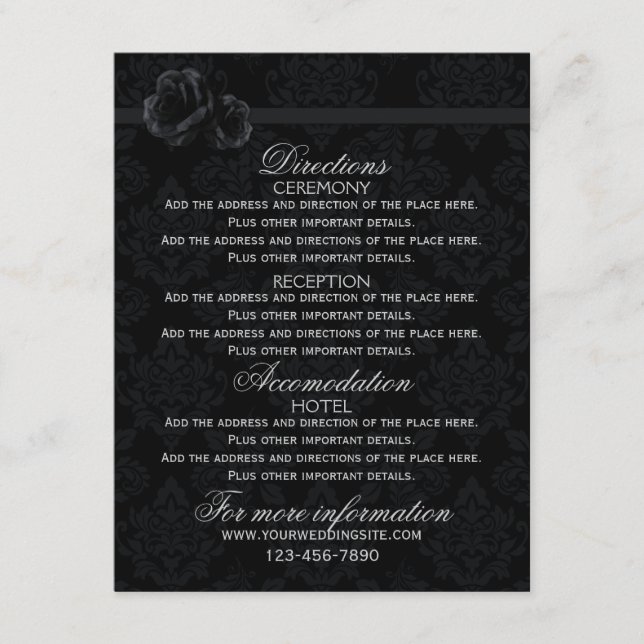 Cartes d'information mariage noir Mariage (Devant)
