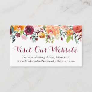 Cartes d'insertion de site Web de mariage de fleur