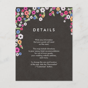 Cartes d'insertion du Mariage Floral Chalkboard
