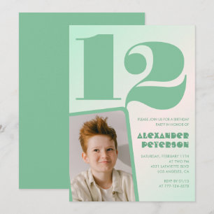 Cartes d'invitation 12 ans garçon avec dégradé ver