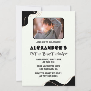 Cartes d'invitation 13e anniversaire garçon simple