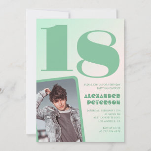 Cartes d'invitation 18 ans garçon photo dégradé ve