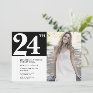 Cartes d'invitation 24e anniversaire Photo Chic No