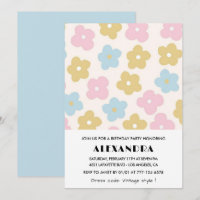 Cartes d'invitation 24ème anniversaire Floral Bleu