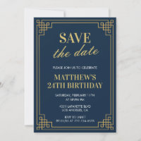 Cartes d'invitation 24ème anniversaire Hommes Enre