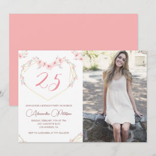 Cartes d'invitation 25 ans Boho Floral Photo