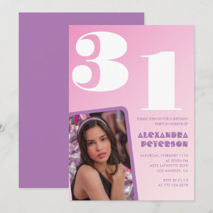 Cartes d'invitation 31e anniversaire Rose Photo Ré