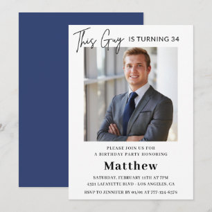 Cartes d'invitation 34e anniversaire photo homme B