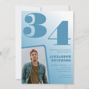 Cartes d'invitation 34ème anniversaire homme avec
