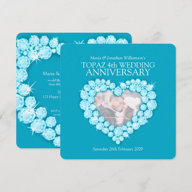 Cartes d'invitation 4ème anniversaire de mariage t (Devant / Derrière)