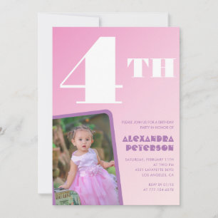 Cartes d'invitation 4ème anniversaire fille dégrad