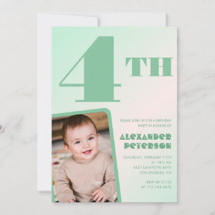 Cartes d'invitation 4ème anniversaire vertes avec 