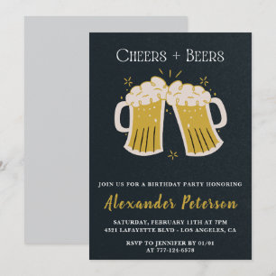 Cartes d'invitation 50 ans Cheers Beers Rustique H